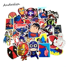 40PCS Stickers Cartoon Series Marvel DC Super Hero Sticker Batman Iron Joker Superman Captain Waterproof PVC