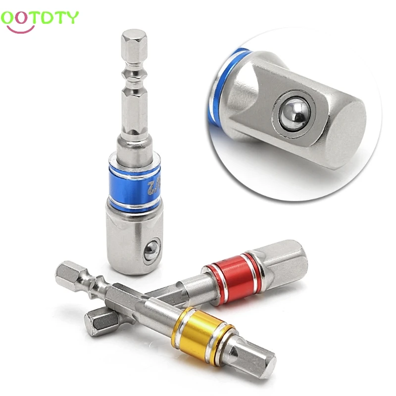 

3 Pcs Power Screwdriver Driver Socket Bit Adapter Drill 1/4" 3/8" 1/2" Hex Shank