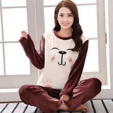 Новые зимние фланелевые женские пижамные комплекты из кораллового флиса с принтом собаки, пижамы с героями мультфильмов, мужские женские пижамы, Женская Повседневная Домашняя одежда 3XL