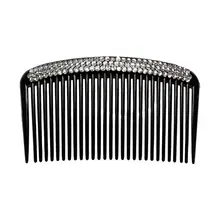 Bling Тройной Ряд Кристалл Черный гребень заколка для волос для женщин