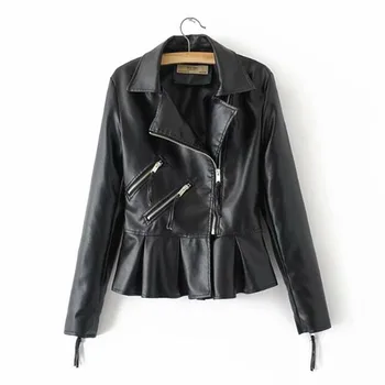 

Fashion Spring Women Pu Leather Jacket Slim Motorcycle Jacket Femininos 2019 NEW Elegant Punk Coat Biker Outwear