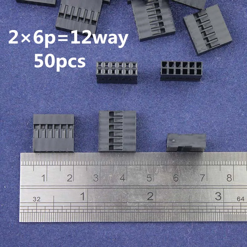 

50pcs 2.54mm Pitch 2*6Pin Dupont Housing Plastic Shell Terminal 12way Jumper Wire Housing Connector