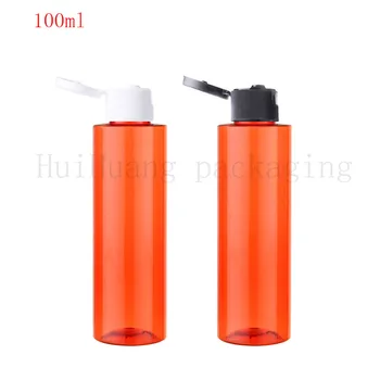 

50pcs 100ml Plastic Cosmetic Cream Bottle Refillable Essence Lotion Flip cap Empty Bottles red Container