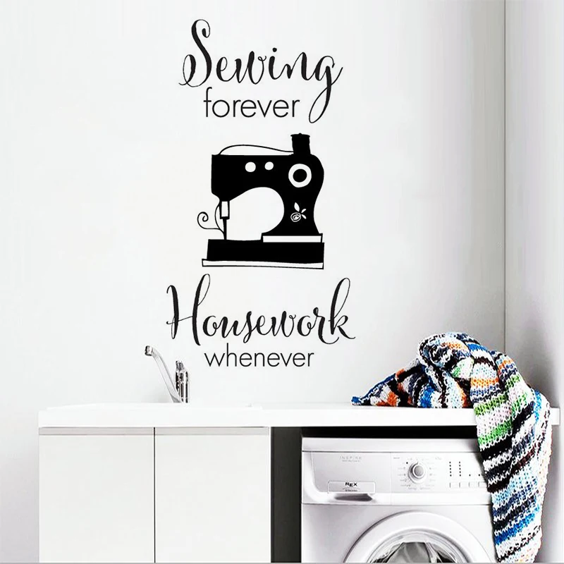 Sewing Quilting Wall Sticker Sewing Forever Quote Vinyl Wall Decal