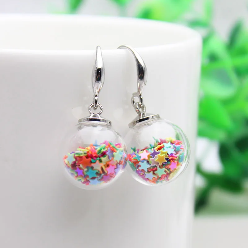 

2017 new fashion brand jewelry summer style gift drop earrings for women glass beads star statement earrings free shipping