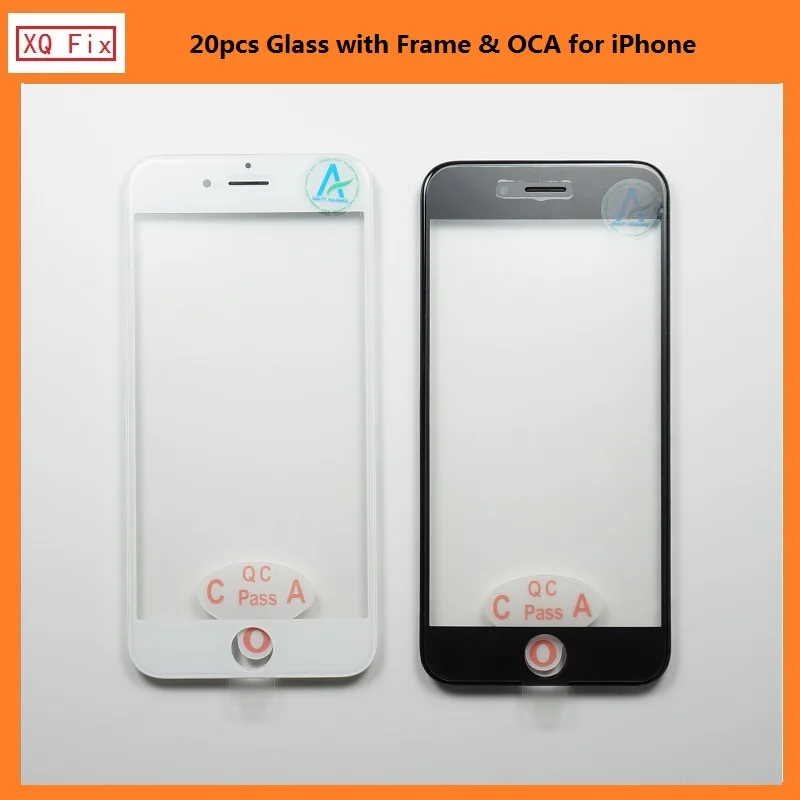 20 шт. спереди Экран внешний Стекло с рамкой + ОСА Замена для iPhone 5 6 S 7 8 плюс X |