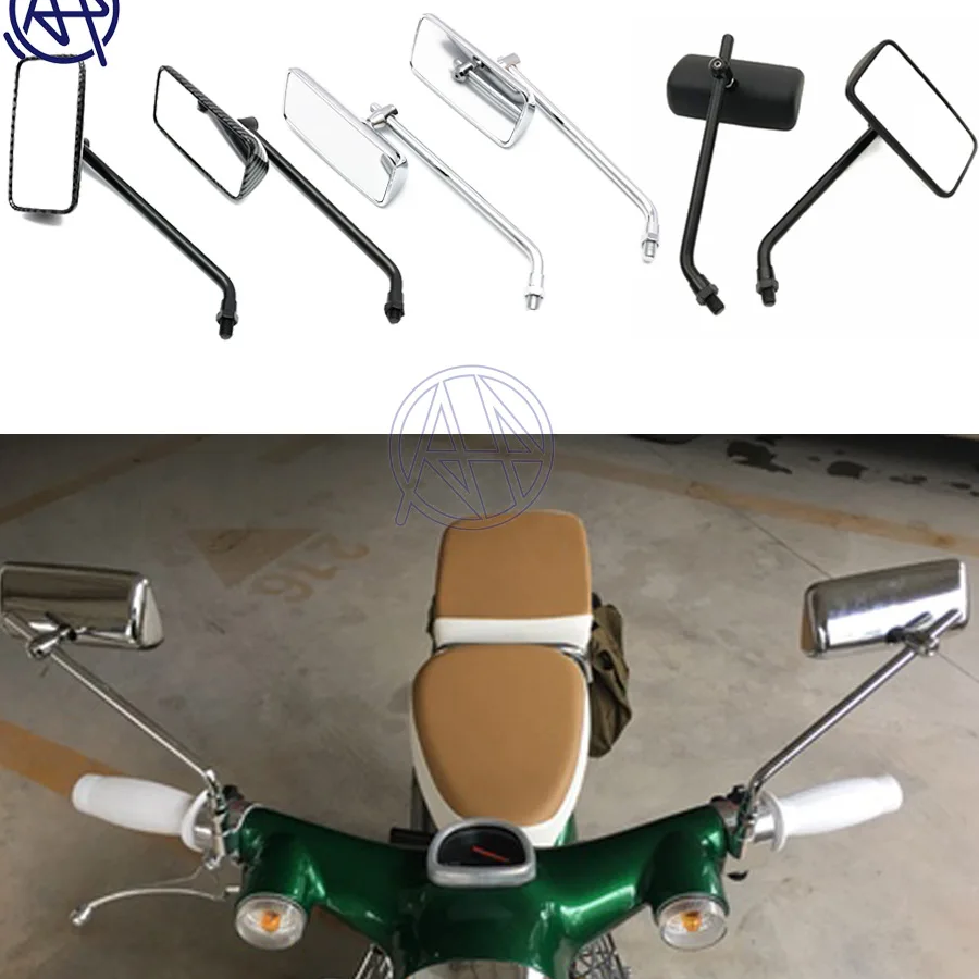 Motorcycle Classic Black Aluminum Square Rear Mirrors Rear View Side