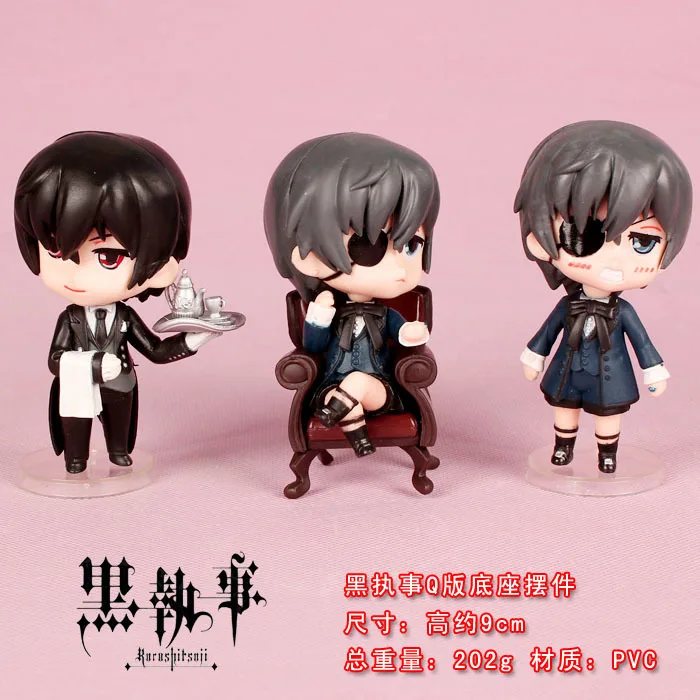 

Drop Shipping Japanese Animation 3pcs/Set Kuroshitsuji PVC Action & Toy Figures Model Toys Birthday Gift Decoration Craft