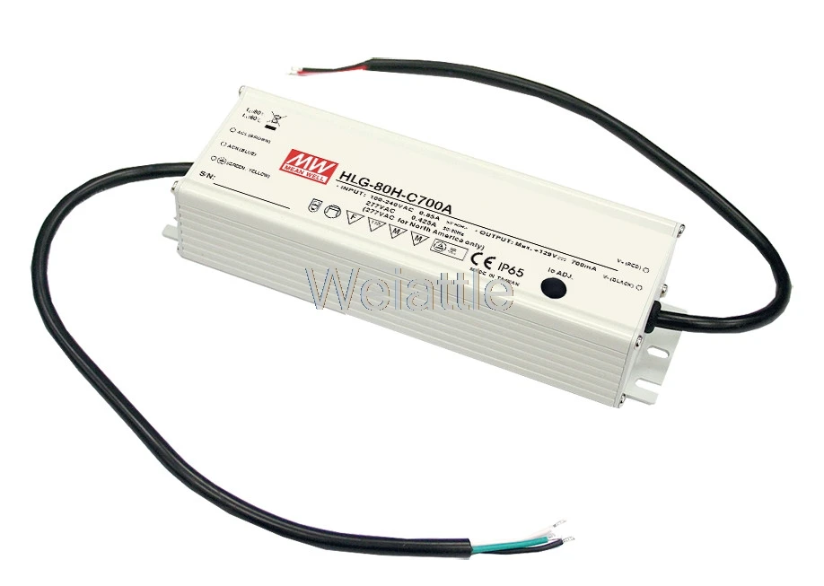 

MEAN WELL original HLG-80H-C700D 84V ~ 129V 700mA meanwell HLG-80H-C 90.3W LED Driver Power Supply D Type