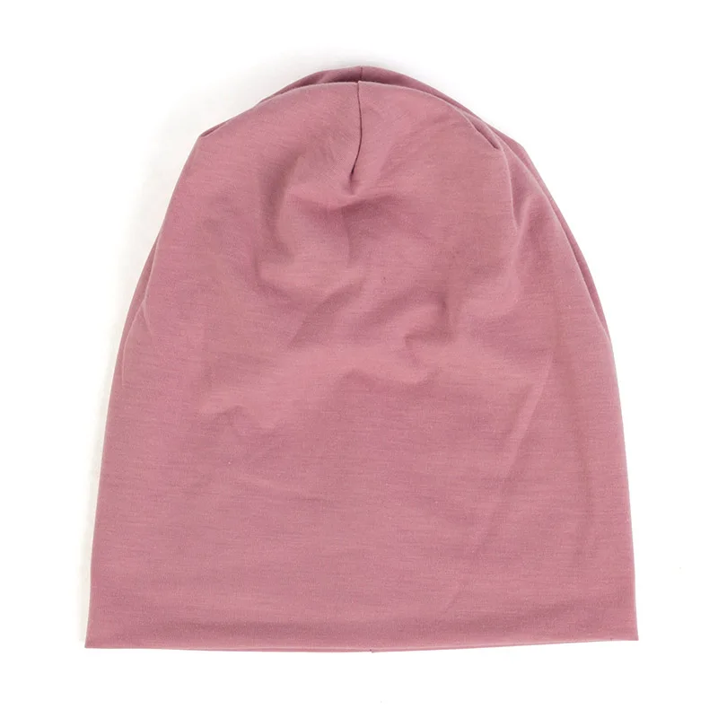 Сплошной цвет slouky Beanie для женщин модные мужские кепки из хлопка тюрбан шапки унисекс Beanies женские весенне-зимние шапки эластичные - Цвет: Leather Pink