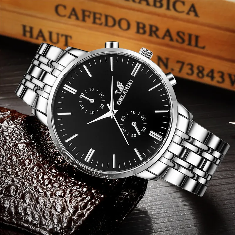 ORLANDO reloj de pulsera de acero inoxidable para hombre cronografo de cuarzo marca de lujo 2020 AliExpress