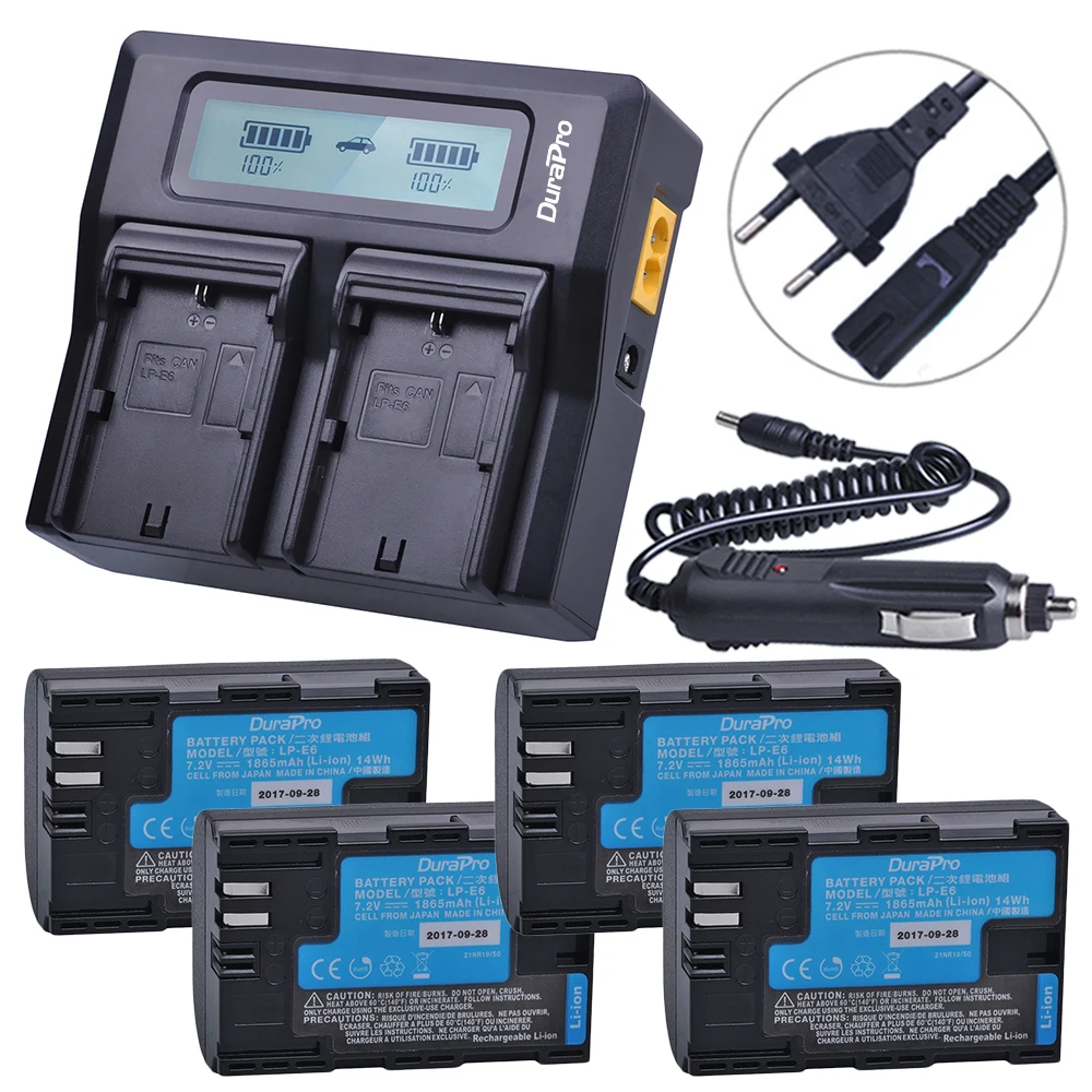 

4Pcs LP-E6 LPE6 LP E6 Battery with Japan cell + Rapid LCD Dual Charger for Canon 5D Mark II/III 6D 7D 60D 60Da 70D DSLR EOS 5DS