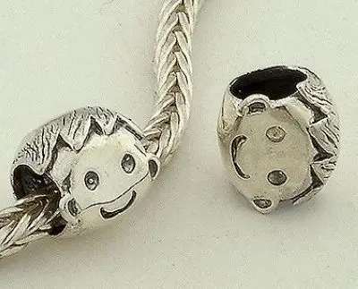 Boy head portrait silver beads 925 pure vintage diy fj049 | Украшения и аксессуары