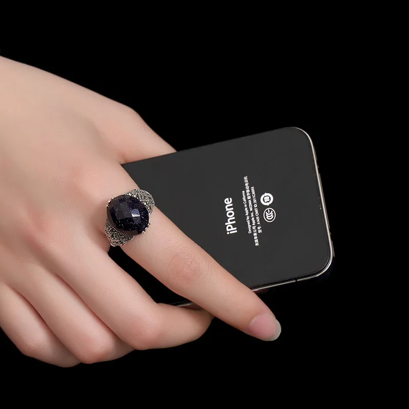 Новинка 2018 женское кольцо из чистого серебра S925 гранат синий и красный
