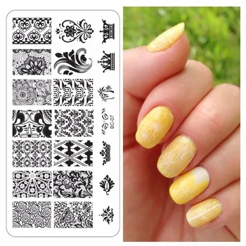 WUF 1 Pc 12x6cm Nail Polish Steel Flower Lace Nail Art Sexy Image Stencils Templates DIY Stamping Plates Nails Nail Art