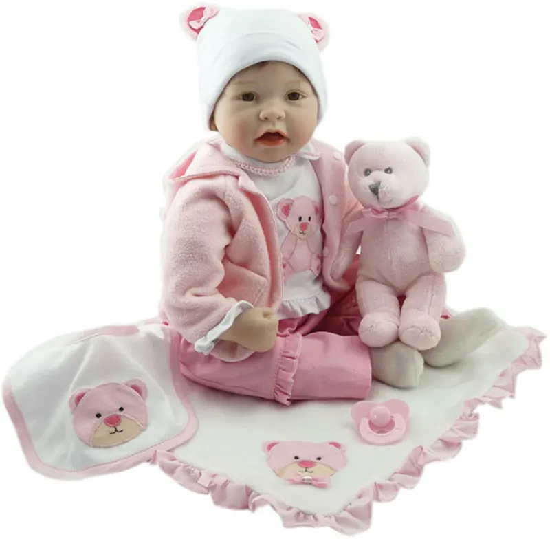 

22inch Reborn Baby Doll Real Silicone Doll Kids Toys Girls Bebes De Silicona Cotton Body reborn Babies Toys Brinquedo menina