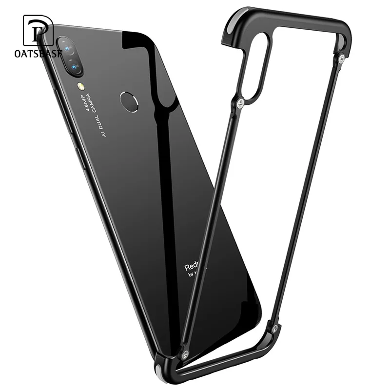 OATSBASF Роскошный металлический чехол Airbag Redmi Note 7 индивидуальный бампер тонкий для
