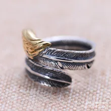 KJJEAXCMY fine jewelry 925 Sterling silver jewelry retro taiyin bridge eagle men's opening ring 925 sterling silver jewelry fashion fine jewelry japan feather eagle adjustable ring brand jewelry