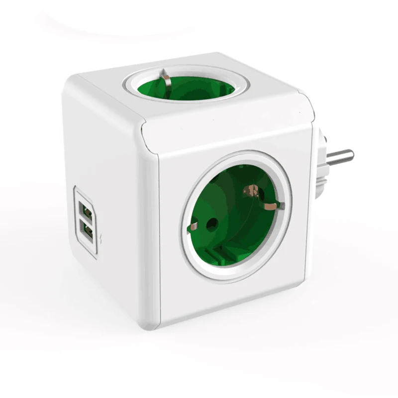 Smart Home Power Cube Socket EU Plug 4 Outlets 2 USB Ports Adapter