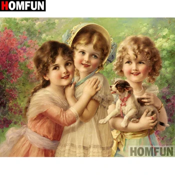 

HOMFUN Full Square/Round Drill 5D DIY Diamond Painting "Girl oil painting" 3D Diamond Embroidery Cross Stitch Home Decor A19041
