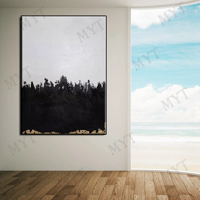 

Free Shipping Oil Painting Black And White 100% Hand Painted Abstract Canvas Wall Art Paintings Home Decoration Pieces Paintings