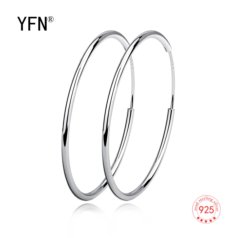 

YFN 925 Sterling Silver Hoop Earrings Endless Polished Round Circle Hoops Gift