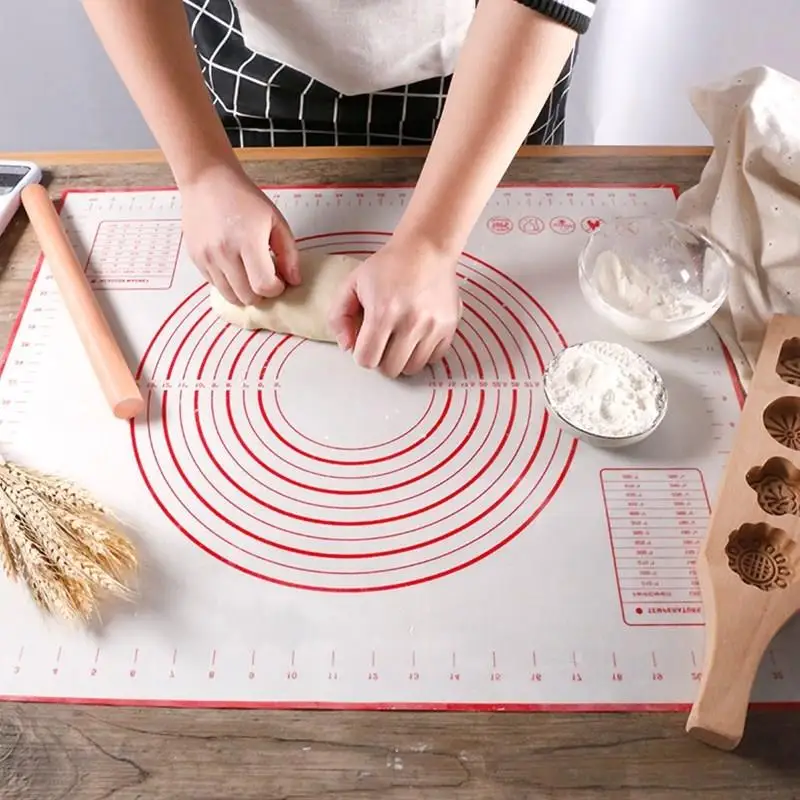 

ERMAKOVA Silicone Pastry Mat Thick Non Stick Baking Mat with Measurement Fondant Counter Dough Rolling Mat Baking Tool