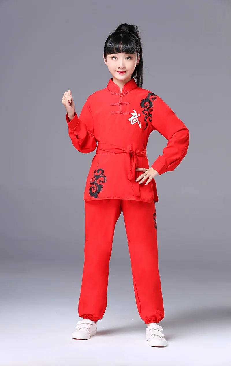 Bigood Chinese Traditional Tang Kung Fu Uniform Long Sleeve Suits Martial Clothes for Kids 