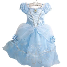 Платье Для Девочек Костюм Золушки детское платье принцессы Рапунцель, Белль, София, Спящая красавица Детские вечерние платья на Хэллоуин