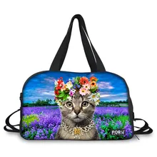 Цветок товары для кошек дорожные сумки ручной чемодан женщина водонепроницаемый груз плеча вещевой мешок холст печатных Забавный Организатор сумк