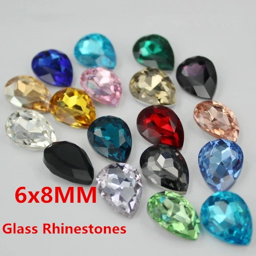 

MultiColors Rivoli Fancy Stone 6x8MM pointed Tear Drop loose Crystal rhinestone Glass glue on Beads DIY Crafts Jewelry Making