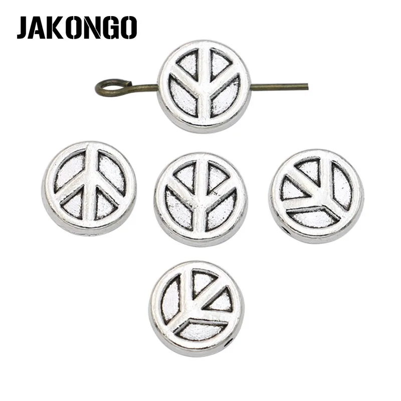 JAKONGO 20 шт. античное посеребрение знак мира разделительные бусины для