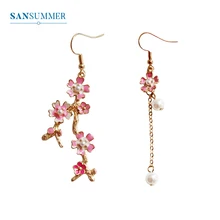 SANSUMMER Sakura Women Drop Earrings 2019 New Design Long Earrings Asymmetric Personality Lady Flower Girl Drop Earrings 6667 SANSUMMER Sakura Women Drop Earrings 2019 New Design Long Earrings Asymmetric Personality Lady Flower Girl Drop Earrings 6667
