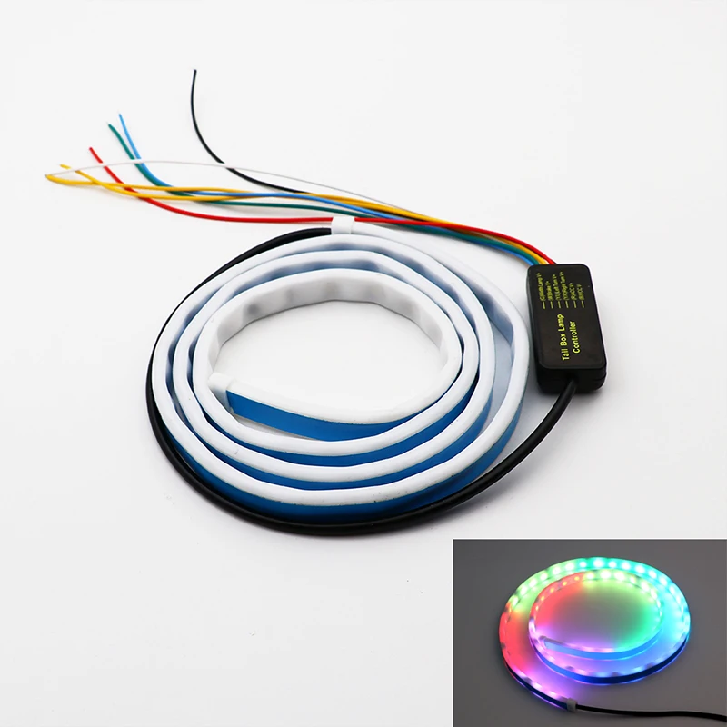 12V Car Styling LED Strip Trunk Light RGB 120CM 5050 60SMD Waterproof Flowing Auto Rear Brake Running Reverse Turn Signal Lights