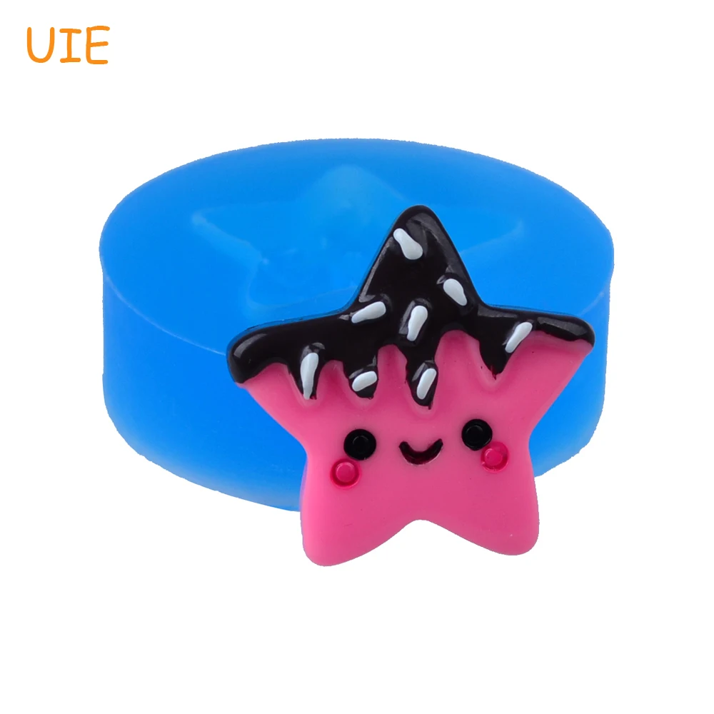 XYL215U 26.6mm Kawaii Smiley Star Ice Cream Cake Silicone Mold - for Fondant Topper Chocolate Jewelry Candy Resin Clay | Дом и сад