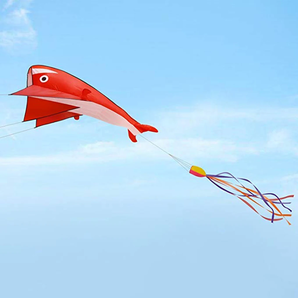 85inch Large Blue Dolphin Frameless Soft Parafoil Kite For Kids & Adults Beach Park Garden Playground Outdoor Play
