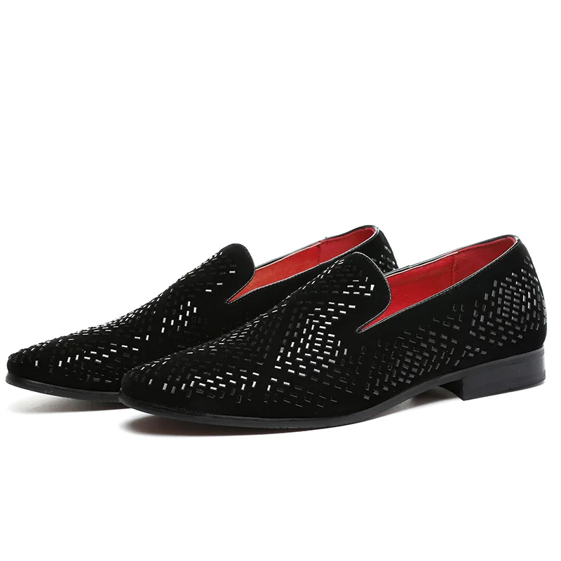 

2019 Runway Men Black Strass Loafers Luxury Slip-on Slippers Newest Design Men Flats Plus Size EU37-48 Men Casual Shoes