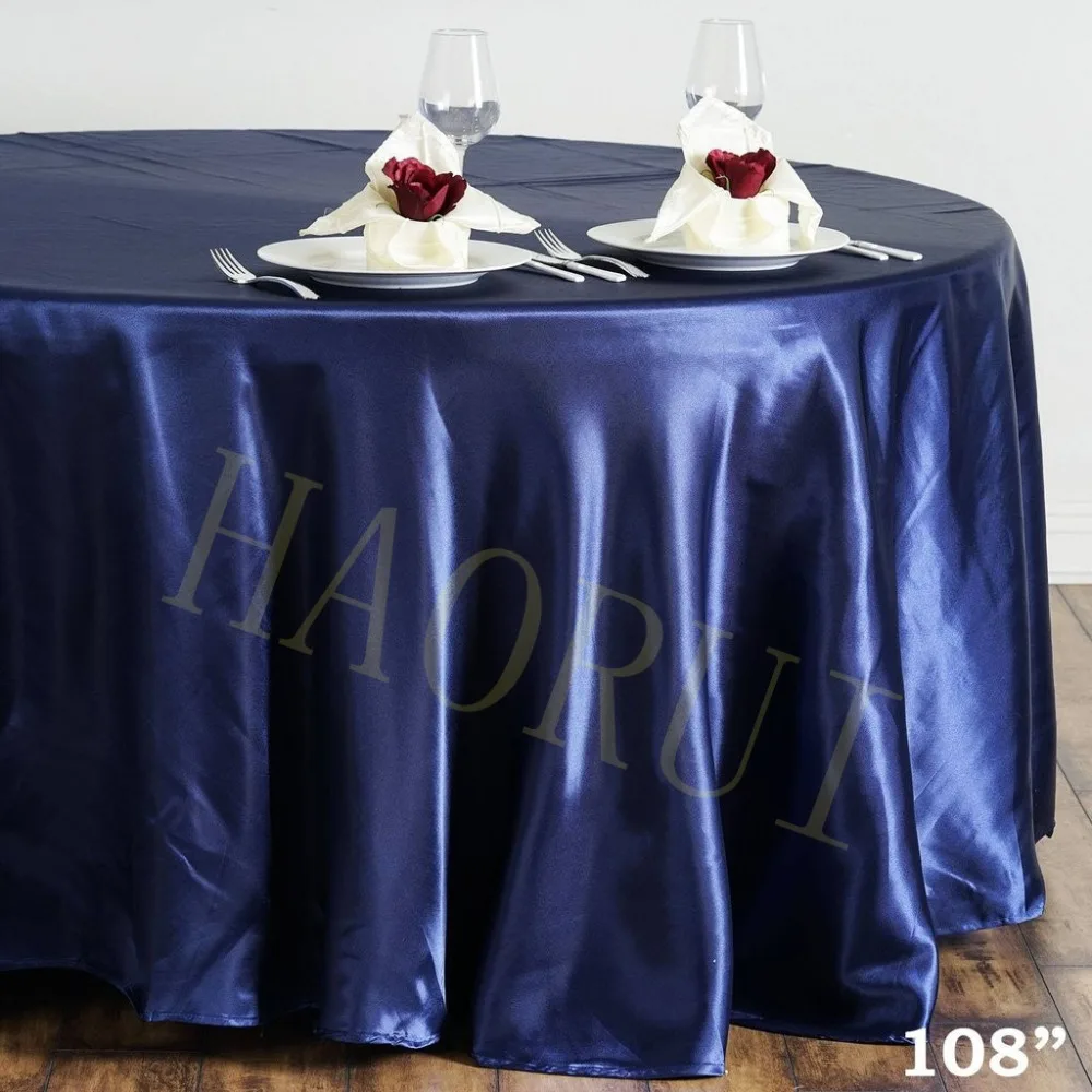 10pcs Customized Navy 108'' Round Dining Table Cloths Satin Table