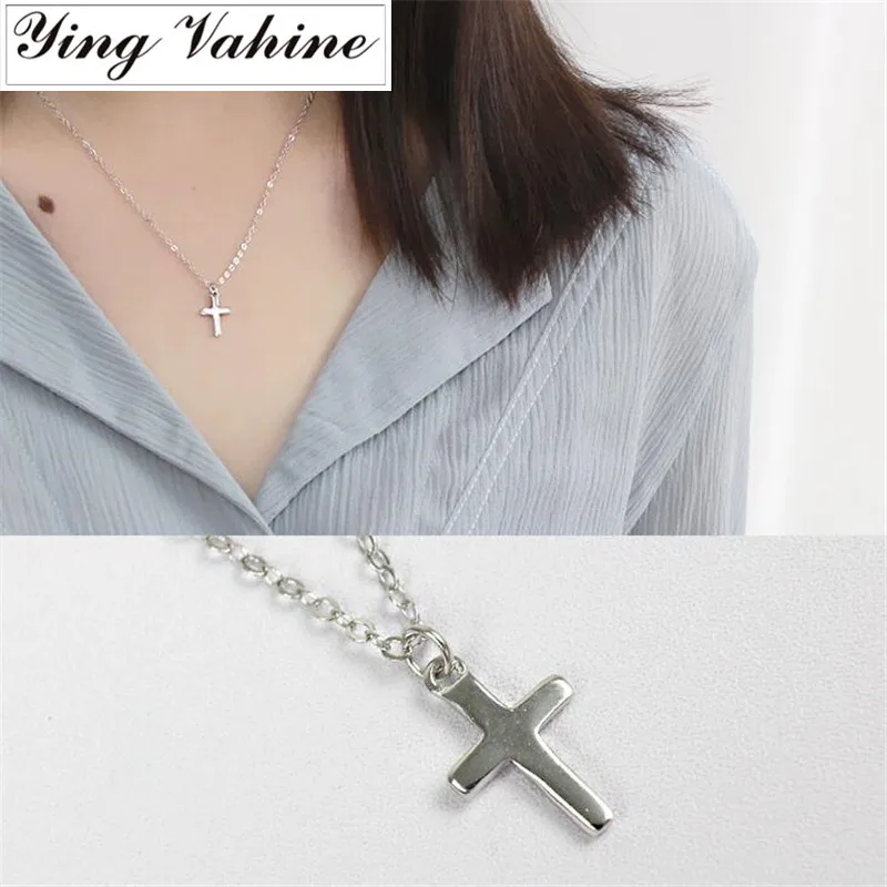 mini cross necklace silver