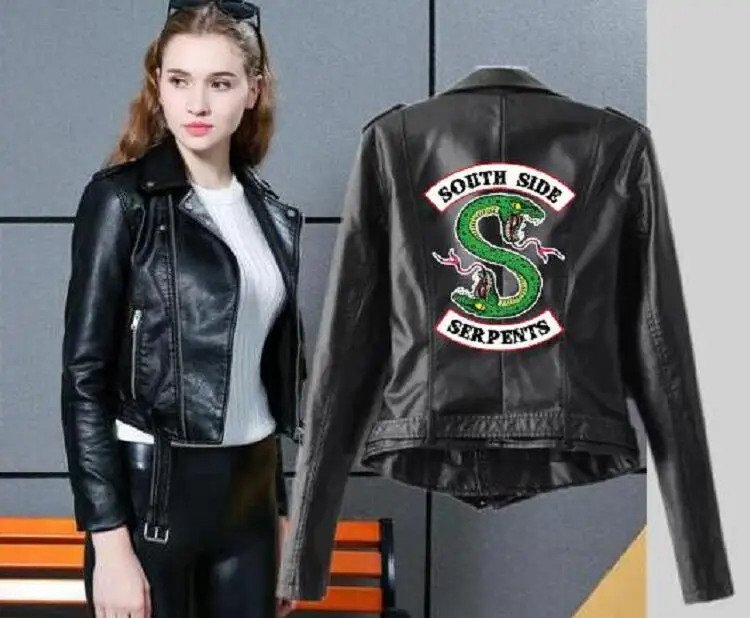 low cost  BF 2019 Riverdale Women PU Leather Jacket Fashion Motorcycle Jacket Short Southside Serpents Artifi