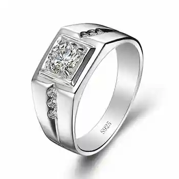 

Real Sterling 925 Silver Jewelry Simple Rings For Men Luxury Fine Jewelry Bridegroom Wedding Engagement Ring Anillos Love-039