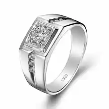 Real Sterling 925 Silver Jewelry Simple Rings For Men Luxury Fine Jewelry Bridegroom Wedding Engagement Ring Anillos Love-039