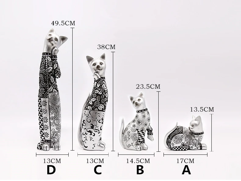 Элегантный серебряный резной Кот милый кот креативный ручной работы Смола кошка украшения Статуэтка Статуя искусственный лучший подарок Рождественский подарок