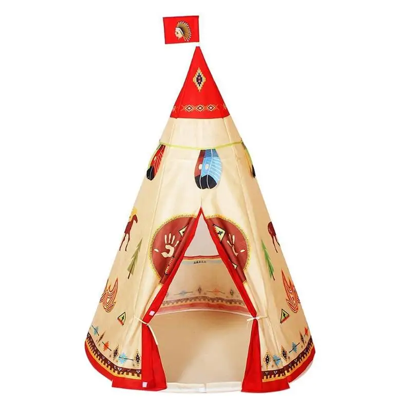 

Play House Indoor Natural Indian Pattern Unisex Children Toy Tent Cloth Teepees Safety Portable Indoor Camping Game Playhouse