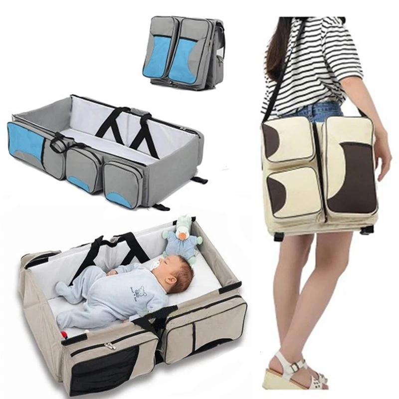 Meilleur Voyage Berceau Portable grande capacité Sac À Langer Multifonction Portable Station de Changement Voyage Lit Sac À Langer voyage lit