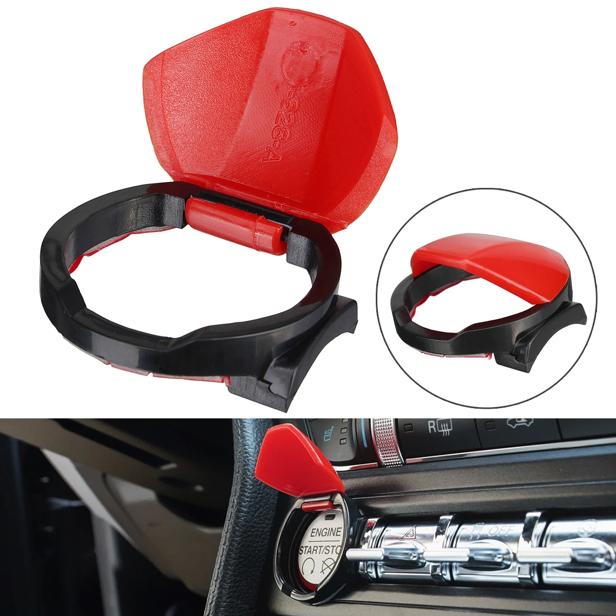 

Red Engine Start Stop Button Cover Adjust Push Switch Trim Start Momentary Cover For Ford For Mustang 2015-2018 ABS Plastic