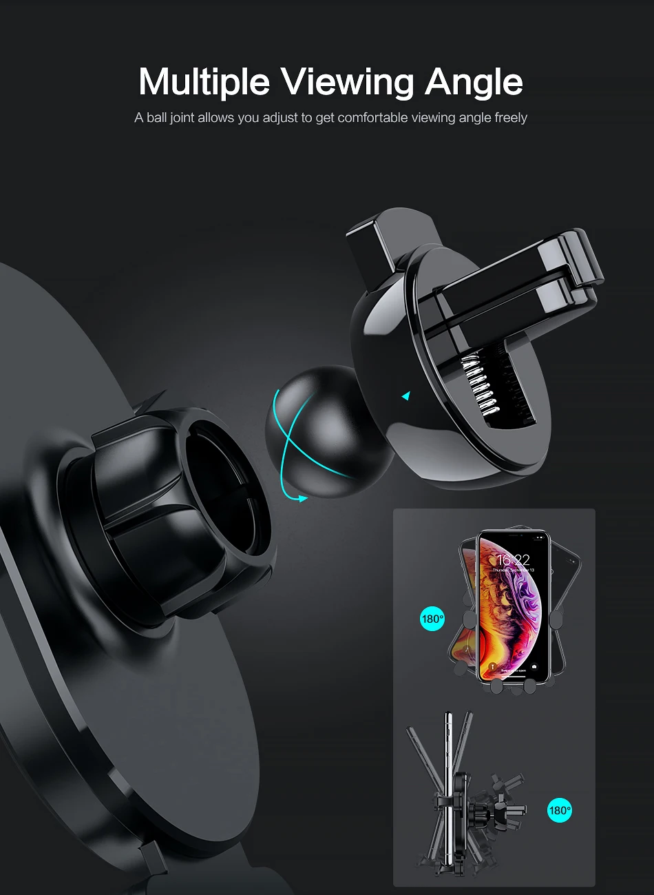 Convenience Holder For Phone in Car Luxury Auto Lock Gravity Car Holder Air Vent Mount Bracket For iPhone XS Max XR Stand Holder (4)