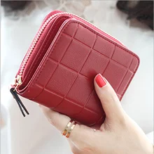 Kurze Kupplung Münze Karten Tasche Frauen Handtasche Damen Handtasche Check Welle Brieftasche Freies Verschiffen