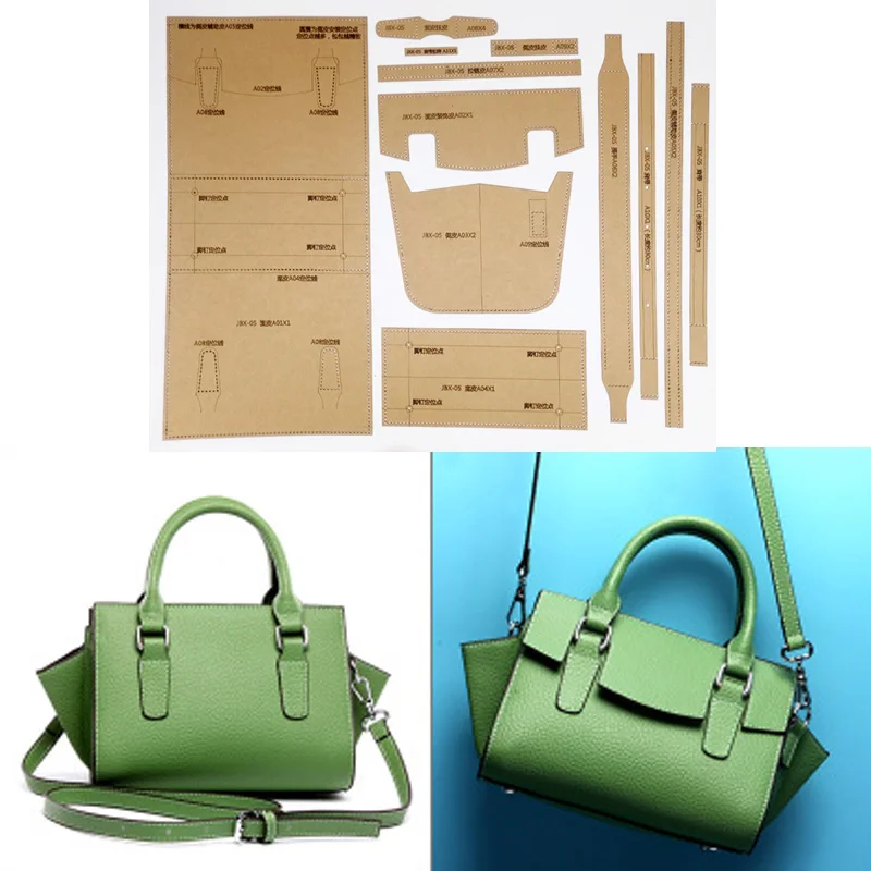 

1set DIY Leather Handmade Craft women handbag Shoulder bag Sewing Pattern Hard Kraft paper Stencil Template 34x17x14cm