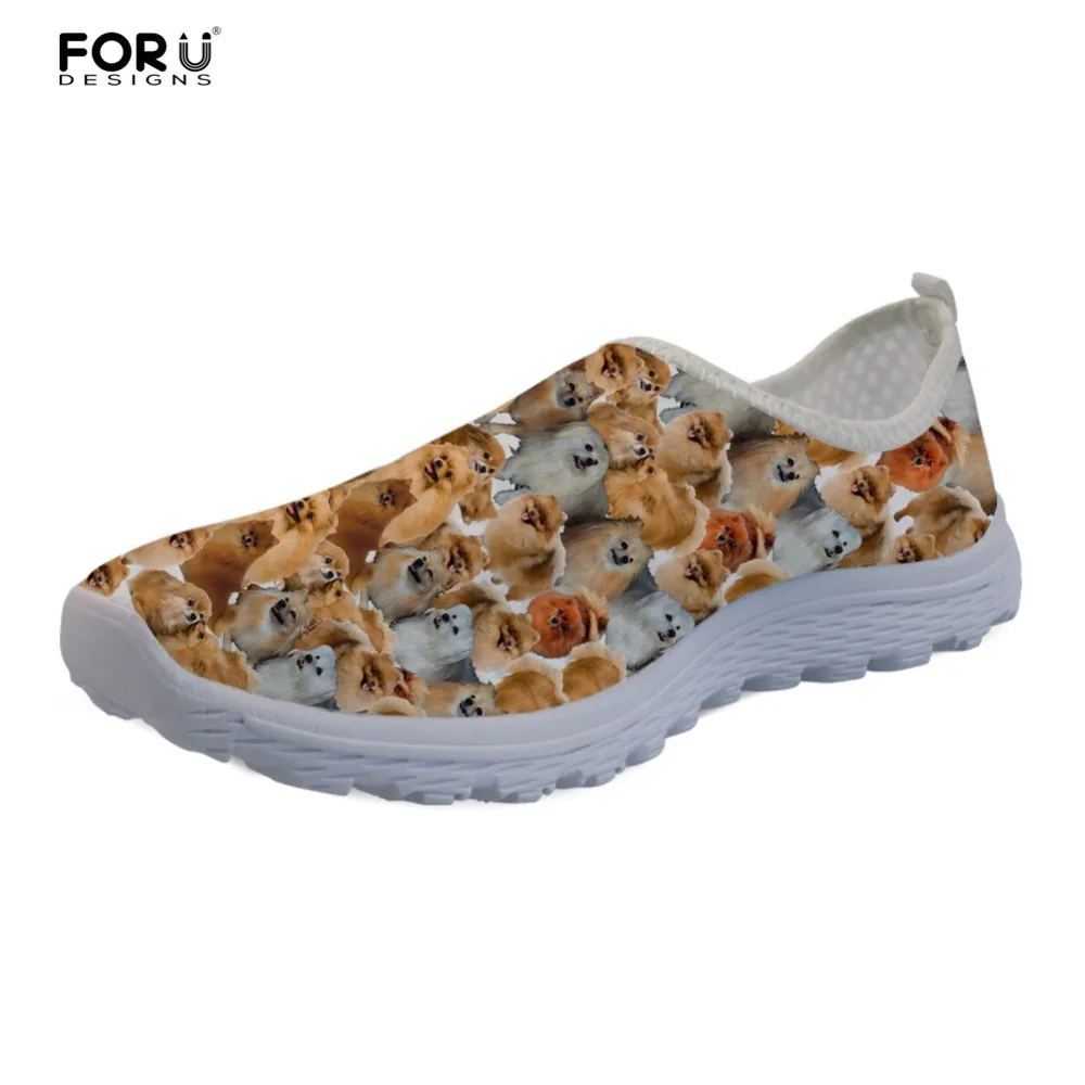 

FORUDESIGNS Cute Pomeranians Animal Print Summer Women Flats Shoes Breathable Mesh Casual Women's Sneakers Light Ladies Loafers